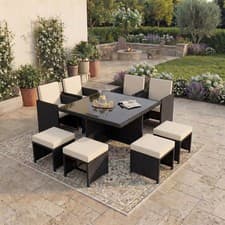 Image of Cuba Rattan Garden Furniture Set Chairs Sofa Table Stool Patio 8/10 Seater UKFR