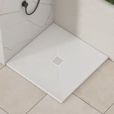 Image of 30mm Slimline Square / Rectangle Slate Effect Stone Shower Tray with Free Waste