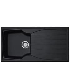 Image of Liquida CMP10BL 1.0 Bowl Reversible Black Kitchen Sink And Waste Kit