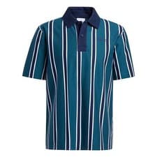 Image of adidas ORIGINALS MEN'S STRIPED POLO SHIRT GREEN NAVY WHITE RETRO SUMMER NEW BNWT