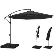 Image of Outsunny 3(m) Banana Parasol Cantilever Umbrella Garden w/ Base Weights