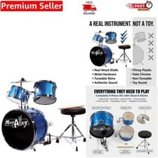 Image of Elegant Blue Junior Drum Kit with Stool & Sticks - Perfect for Young Musicians