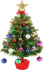 Image of Mini Christmas Tree 50cm Artificial Pre-lit Tabletop Xmas Tree + Light & Decs (4