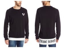 Image of NWT TRUE RELIGION $169 MENS JET BLACK RAGLAN PULLOVER SWEATER SZ M MEDIUM
