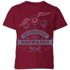 Image of Harry Potter Quidditch At Hogwarts Kids T-Shirt | Official Tee | Burgundy