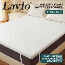 Image of Lavio Mattress Topper Memory Foam Cooling Bamboo 2 Layer Single Double King 5cm