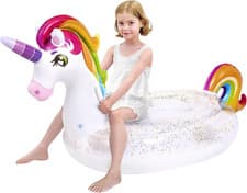 Image of JOYIN Pool Inflatables for Kids, Unicorn Pool Float with Glitters Fun Pool Float