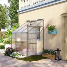 Image of 6 X 4Ft Lean to Polycarbonate Greenhouse for Garden W/ Adjustable Roof Vent