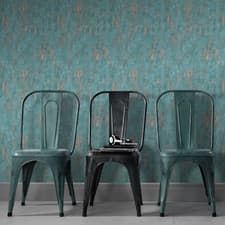 Image of Blue Concrete Effect Wallpaper Gold Metallic Shimmer Textured Vinyl Free Match