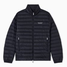 Image of Armani Exchange Men's Quilted Down Milano New York Logo Zip up Jacket Down Black