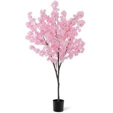 Image of COSTWAY 190cm Tall Artificial Cherry Blossom Tree Faux Floral Plant 1170 Flowers
