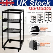 Image of 12U/15U/20U 4 Post Open Frame Server Rack Network Enclosure with Metal Wheels