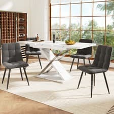 Image of Extendable MDF Dining Table/Kitchen Table, Cross-Leg Base 118-157x75cm White