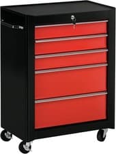 Image of HOMCOM 5 Drawer Lockable Tool Chest Trolley with Wheels Steel Garage Cabinet