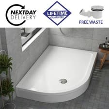 Image of 30mm Offset Quadrant Slimline Stone Shower Tray With Riser Kit & FREE Waste