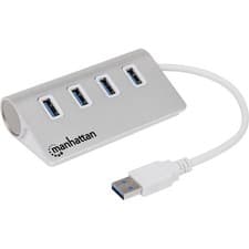 Image of Manhattan 163767 USB Hub 4 ports USB 3.0 Aluminium casing White