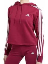 Image of Adidas Originals Women's Crop Hoodie Hooded Sweatshirt Burgandy Uk Xs New