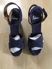 Image of Castaner Women’s Wedge Espadrilles In Blue Denim Size UK 38 New Without Box