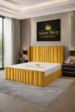 Image of Modern Luxury Velvet London Lined Panel Bed