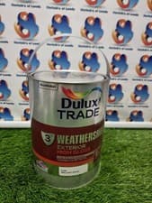 Image of Dulux Trade Weathershield Exterior Gloss Paint 5L Brilliant White wood M