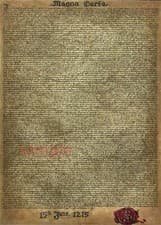 Image of Magna Carta Aged Old English History Original Art Print Signed Drawing