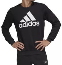 Image of Adidas Men's Crew Big Logo Fleece Sweatshirt GK9074 Size L Black