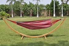 Image of Outdoor Garden Traditional hammock with wooden hammock stand, 120kg L, Poppy Red