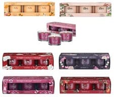Image of Yankee Candle Votive Gift Set of 3 Scented Fragrance Glass Jars Pack- 10h Burn
