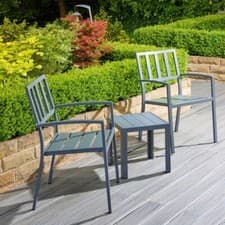 Image of Alfresia Aluminium Garden Bistro Set | 2 Chairs & Square Table