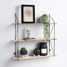 Image of 3 Tier Metal Wire Shelf Floating Wall Shelves Home Decoration Storag Shelf Black