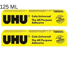 Image of 2 x UHU All Purpose Glue 125ml Jumbo Size Tubes Extra Strong Clear Adhesive