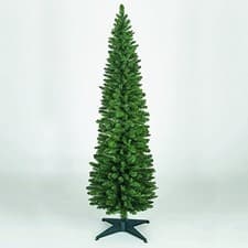 Image of Snowtime Wrapped Pencil Pine Christmas Tree - Green - 8ft - 240cm
