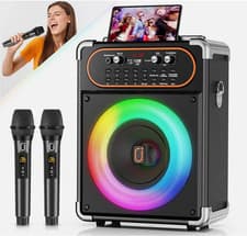 Image of Portable Speaker Karaoke Machine With 2 Wireless Microphones Bluetooth Home