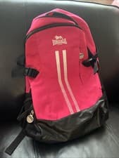 Image of Lonsdale Shocking Pink And Black Rucksack