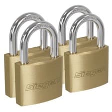 Image of Sealey Brass Body Padlock with Brass Cylinder 40mm Keyed Alike Pack of 4 S0992