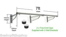 Image of 7ft Long x 32mm HEAVY DUTY Clothes Rail Wall Mounted Chrome Garment Hanging Rack