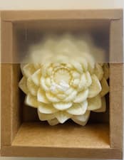 Image of Handmade White Flower-Shaped Vanilla Scented Wax Candle in Gift Box 1 Pack