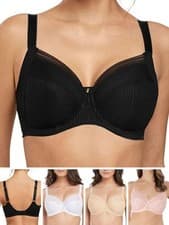 Image of Fantasie Fusion Bra Full Cup Side Support Non Padded Bras Black White Blush Sand