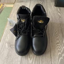 Image of Safetoe Black Boots Size 11 UK New with Tags Leather Safety Work Military Style