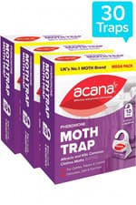 Image of 3x Acana Moth Trap Kills Clothes Moths Natural Pheromone Glue Boards PACK 30 UK