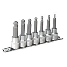 Image of Sealey Ball-End Hex Socket Bit Set 7pc Metric 3/8"Sq Drive 62mm AK621