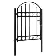 Image of Fence Gate with Arched Top Steel Black Outdoor Garden Door Multi Sizes vidaXL