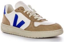 Image of Veja V 10 Chromefree Suede Overlay Leather Trainer White Navy Womens UK 3 - 8