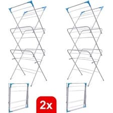 Image of 2 x Clothes Drying Airer 3 Tier Rack Folding Horse Dryer Rack Indoor Outdoor