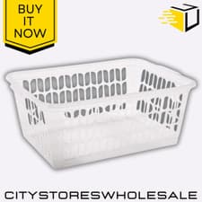 Image of Wham Clear Large Handy Basket Durable Storage Organiser Box 37x26x14cm