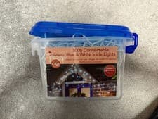 Image of Astralis 300 Connectable Icicle Christmas Lights 7m, blue and white, 8 functions