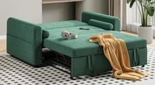 Image of 2 Seater Sofa Bed, 3-in-1 Convertible Fabric Pull Out Sleeper Sofa with Backrest