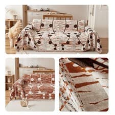 Image of Reversible Geometric Sofa Throw Blanket Chenille Couch Cover Bedspread