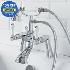 Image of Traditional Bathroom Bath Shower Head Mixer Tap Lever Handle Polished Chrome