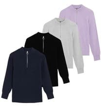 Image of M&S Ribbed Jumper Funnel Neck Half Zip Top Ladies Soft Touch Sweater